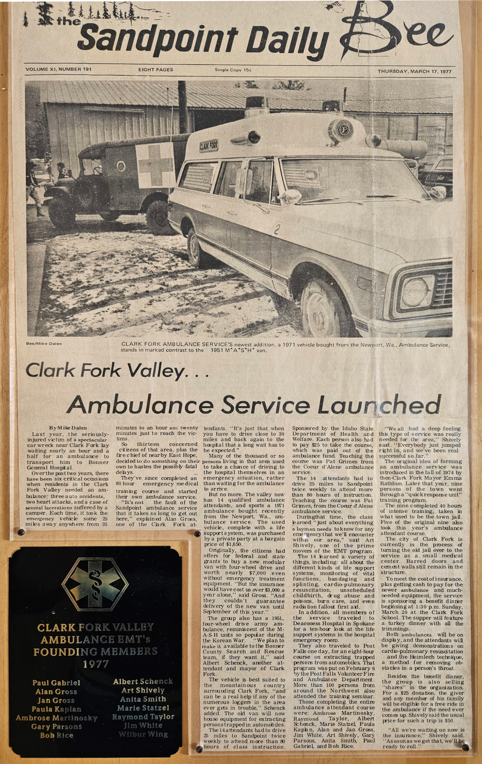 Sandpoint Daily Bee Article – March 17, 1977